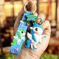 Blue 3D Cute Unicorn Keyring