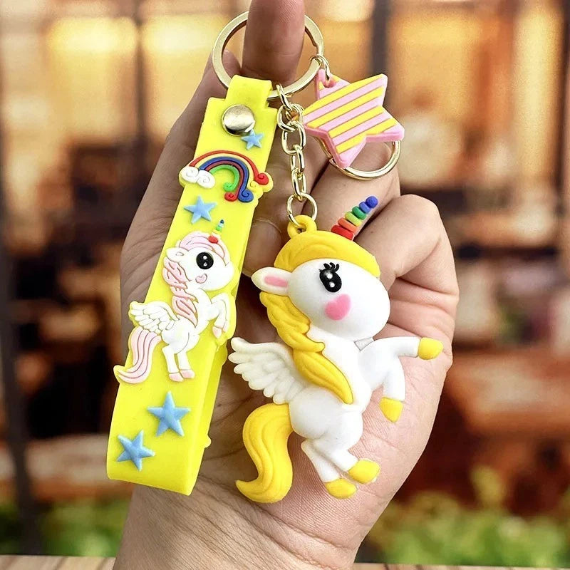 Yellow 3D Cute Unicorn Keyring