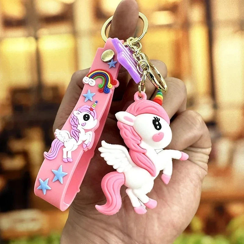 Pink 3D Cute Unicorn Keyring