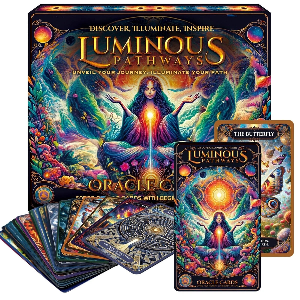 Oracle Cards Deck 60 Cards with Guidebook Tarot Spiritual Energy Manifestation