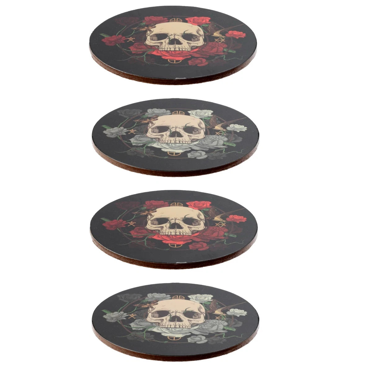 Skulls & Roses Cork Coasters Set of 4