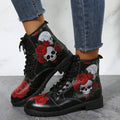 Red Rose Skull ankle boots