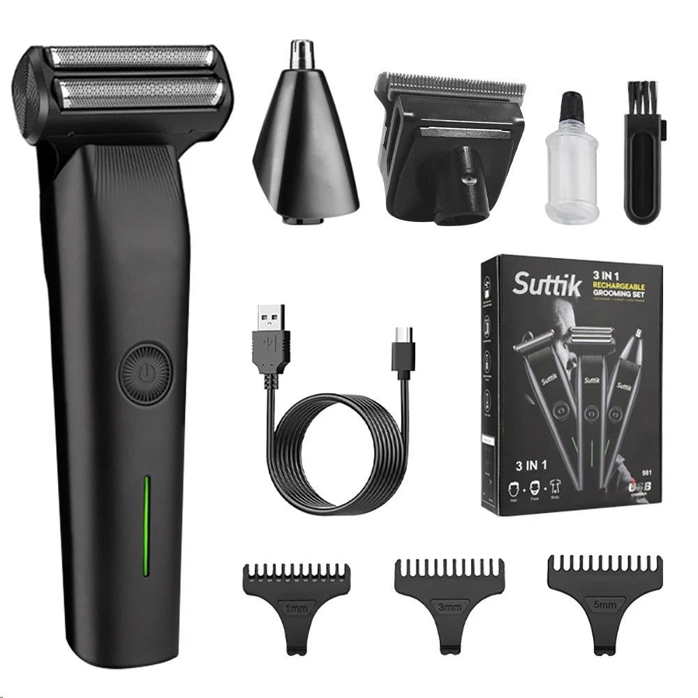 3 IN 1 Cordless Mens Hair Clippers Trimmer Set