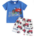 t-shirt and shorts set with tractors
