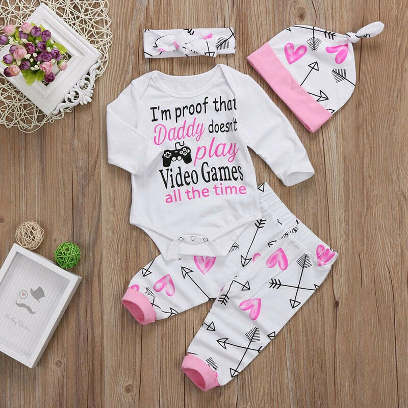 4Pcs Newborn Baby Girl Clothes